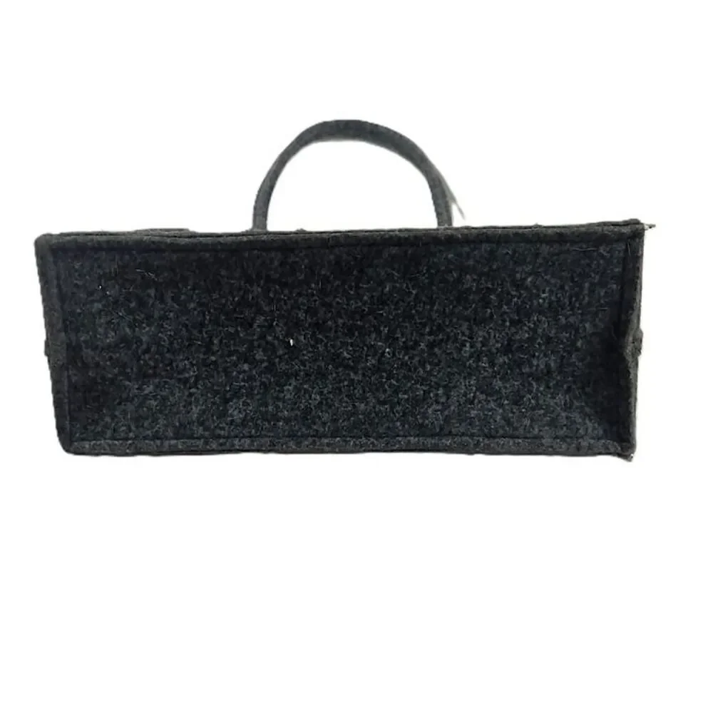 Lux Felt London Gray Felt Structured Tote Bag Leather Trim Handbag